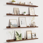Picture Ledge Shelf for Wall, Floating Shelves Set of 4, 36 Inch Long Nursery Book Shelves for Toys Storage, Kids Bookshelf Wall Mounted for Books Photo Frames, Walnut