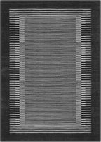 Wonnitar Washable Striped 5x7 Washable Area Rug, Non-Slip Black Berber Stripe Rugs for Living Room, Low Pile Minimalist Floor Carpet Rugs for Bedroom Dining Room Home Office (Black,5' x 7')