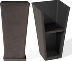 LA JOLIE MUSE Tall Outdoor Planters Set of 2, 20 inch Large Tapered Square Planters for Indoor/Outdoor Plants, Large Outdoor Flower Pots for Front Door, Patio and Deck