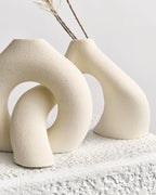 NOBULA White Ceramic Donut Vases – Modern Home Decor for Living Room, Bedroom & Table Centerpiece - Minimalist Nordic – Unique Vases for Olive Plant & Flowers – Decorative Coffee Table Vase Set of 2