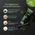 BENTODENT Fluoride Free Organic Charcoal Toothpaste with Bentonite Clay for Teeth Whitening- Natural Sensitive Teeth Whitening Toothpaste, Vegan, Travel