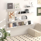 SAUMONIERES Picture Ledge Shelf Floating Book Shelves Set of 2 Wall Mounted Solid Wood for Bedroom Bathroom Living Room Kitchen, 36 Inch White