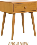NTC Solid Oak Lux Nightstand with Drawer - Mid Century Modern Rustic Oak