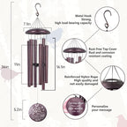 ASTARIN 36" Deep Tone Personalized Wind Chime Memorial, Tree of Life Custom Sympathy Gifts for Loss of Mom/Dad, Bird Remembrance Wind Chimes for Grieving Funeral Condolences(Produced in USA)