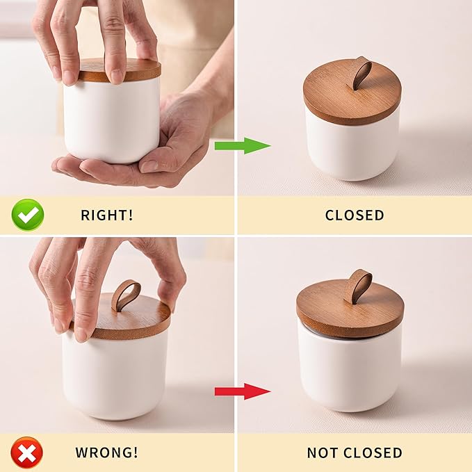 White Ceramic Canister Set with Bamboo Lids, 3-Piece Airtight Food Storage Jars for Kitchen - Flour, Sugar, Coffee, Tea, Spice - Small, Medium, Large Sizes