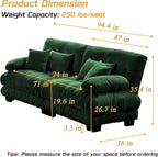 Modular Sectional Sofa, Comfy Cloud Couch Oversized Loveseat, Sectional Couches for Living Room, Modern Chenille Couch for Bedroom, Sleeper Deep Seat Sofa with Throw Pillows, Green