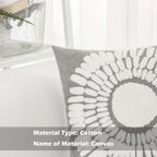 HWY 50 Grey Gray Decorative Throw Pillow Covers 18x18 Inch (1 Piece), Modern Embroidered Cotton Farmhouse Cushion Cover Pillow Case for Couch Living Room Bed Sofa, Sunflower
