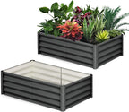 Large Outdoor Planter Boxes Kit Set of 2,6x3x1ft Galvanized Raised Bed Planter with Open-Ended Base Design, Elevated for Outdoor Plants, Durable Raised Bed for Gardening,Green