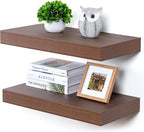 Floating Shelves for Wall - 24 Inch Wide x 12 Inch Deep Floating Shelves Set of 2-24W x 12D Wide Wall Shelf for Living Room Laundry Room Bedroom Kitchen Home Office