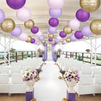 Paper Lanterns Purple Gold Round Hanging Chinese Lanterns for Birthday Baby Shower Bachelorette Party Decorations Pack of 12