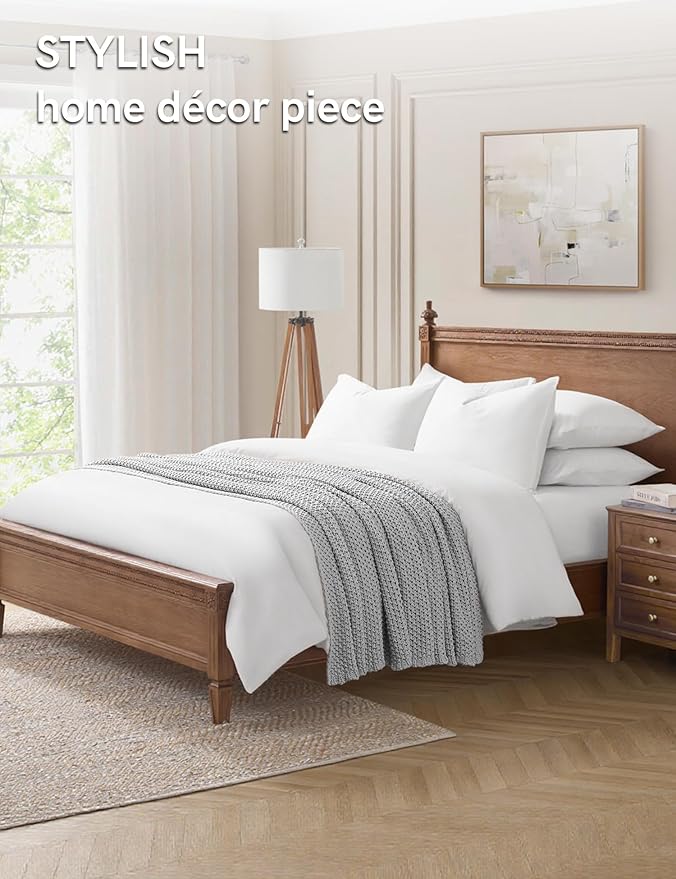 YnM Chunky Cotton Knit Throw Blanket, Cable Knit Throws for Bed Couch Sofa, Comfy & Relaxing, Decorative Piece for Farmhouse Modern Boho Rustic Scandinavian Chic Vibe, Quarry Grey 50x60 Inches