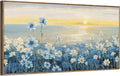 Large Wall Art for Living Room Modern Framed Coastal Beachy Canvas Wall Art Big Floral Sunrise Blue Wall Picture Oversized Lake Nature Sunset Artwork for Office Bedroom Decor