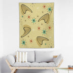 ICMOLYYENLO Boho Medieval Cat Tapestry, Abstract Atomic Starburst Geometric Aesthetic Art Wall Hanging For Bedroom Living Room Dormitory 60x60 Inches