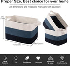 OIAHOMY Storage Basket, Woven Baskets for Storage, Cotton Rope Basket for toys,Towel Baskets for Bathroom - Pack of 3, Gradient Blue