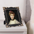 8x10 Vintage Picture Frame with Embossed Flower Design, Black Ornate Frame for 8x10 or 5x7 Pictures with White Mat, Hand-Crafted Resin Antique Frames for Tabletop & Wall Hanging, Home Decor (Black)