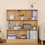 LEYAOYAO 8 Cube Bookshelf with Wood Base,Natural 3 Tier Mid-Century Modern Bookcase,Standing Wide Bookshelves Storage Organizer Shelf,Rustic Display Cabinet Book Shelves for Bedroom,Living Room