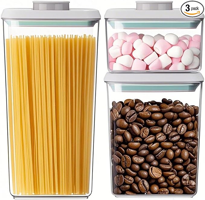 Pop Containers with Lids - Stackable Airtight Food Storage, Kitchen Pantry Storage Containers for Snacks Candy Salt Herbs Spices BPA-Free (500ML+1200ML+1800ML)