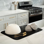 S&T INC. Dish Drying Mat XL, 18” x 24”, Absorbent Microfiber Kitchen Counter Mat, Dish Drying Pad for Dishes, Utensils, Pots and Pans, Extra Large, Black