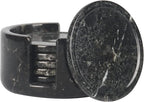 Marble Coasters Set of 6 Black 3.5 Inch Round Coaster for Drinks with Holder, Drink Coaster for Tabletop & Coffee Table Decor, Ideal Home Decor House Warming Gifts
