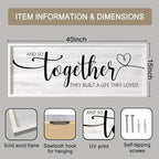 And So Together They Built A Life They Loved Decorative Rustic Sign & Plaque Framed Wall Art for Couples, 40''×15' Wooden Long Wall Decor Above Bed, Vintage Horizontal Farmhouse Wedding Gift