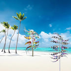 Unique and Magical Metal Windmill, 2Pcs Wind Spinners, 3D Wind Powered Kinetic Sculpture, Stainless Steel Wind Spinners, Wind Mill for Yard and Garden (2PCS-Colorful)