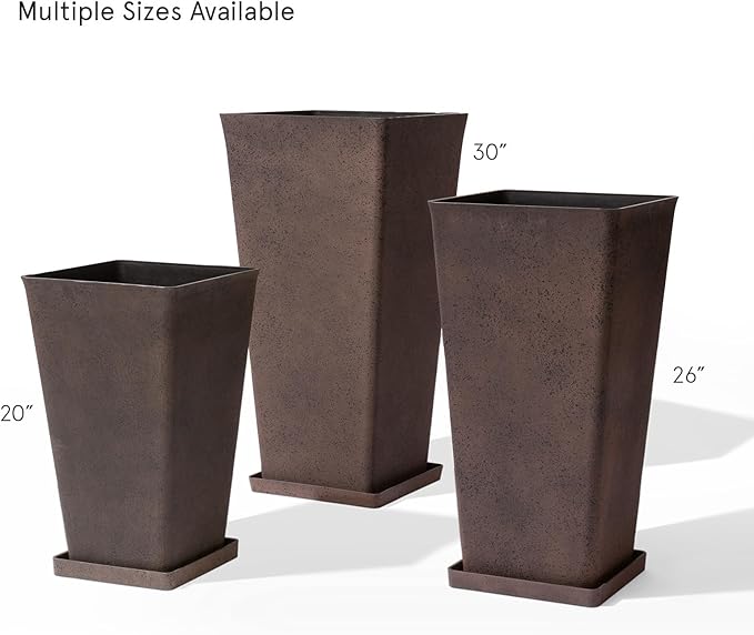 LA JOLIE MUSE 30 inch Tall Planters Set of 2, Indoor/Outdoor Rectangular Large V Shaped Taper Planters for Front Door