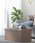 Storage Ottoman Bench, Folding Ottoman Foot Rest, End of Bed Bench,Storage Chest, for Living Room, Bedroom, Hallway, Entryway, Holds up to 700 lb (BROWN1, 43")