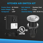 Garbage Disposal Air Switch Kit, UL Certified Professional Garbage Disposal Switch Button Power Module, Sink Top Waste Disposer On/Off Switch