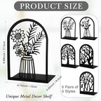 Faccito 5 Pairs Book Ends, Black Metal Bookends for Shelves Decorative, Non Skid Tree Stopper and Flower Shelf Holder for Heavy Books, Home Office School Supplies(Modern)