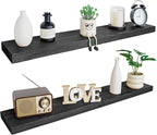 BGMG Wood Floating Shelves 48 inch, Wide Rustic Wooden Wall Shelves for Bathroom Living Room Bedroom Kitchen Farmhouse Set of 2-48x 6.7 x1.25 inch- Black