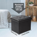 ALASDO Storage Ottoman Footrest Stool Small Ottoman with Storage Foldable Ottoman Leather Foot Rest Footstool Bench for Living Room 17x13x13inches Black