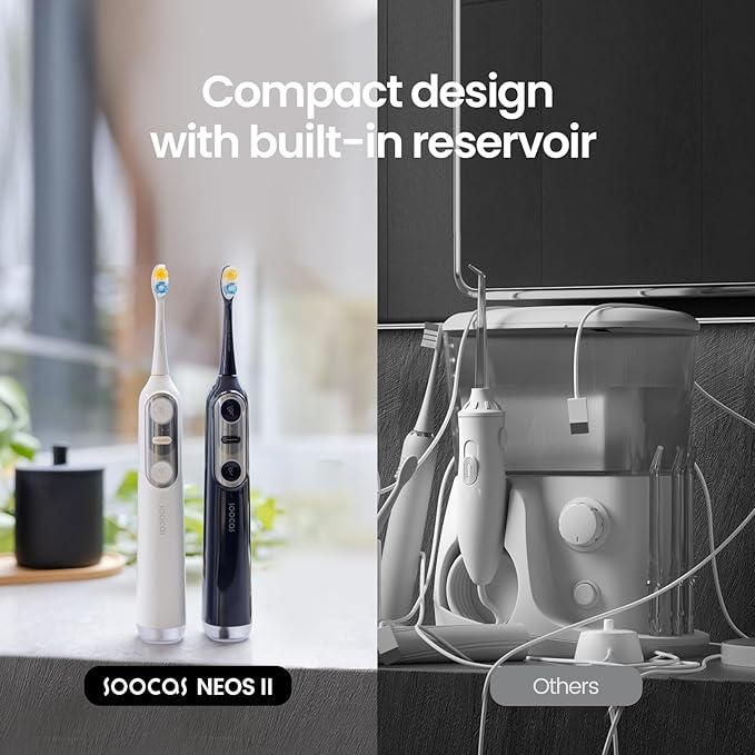 Soocas NEOS II Ultimate Set - Electric Toothbrush with Water Flosser, Sonic Electric Toothbrush for Adults, Portable for Travel, Deep Clean for Implants & Braces, Healthier Gums, Dark Violet