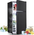 Mini Fridge with Freezer Small Refrigerator Double Door Dorm Fridge for Single Removable Shelves for Bedroom, Office, Dorm Black