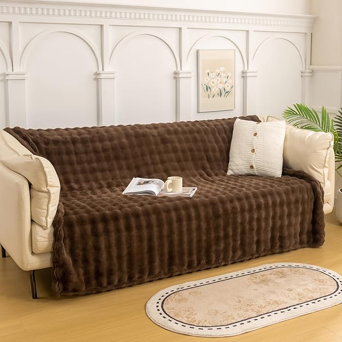 YUSOKI Luxury 3D Bubble Throw Blanket 2lb,All Ages,Home Decoration, (Brown,50 * 60inches)