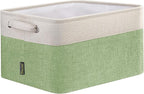 BALEINE 1 Pack Fabric Storage Bins for Shelves, Linen Storage Baskets for Organizing, Decorative Closet Bins for Clothes, Home (Green, 12"x8"x8")