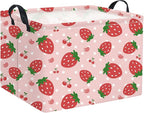 HIYAGON Rectangular Baby Girl Basket Kids Baby Storage Basket Toy Storage Bin Organizer Box Room Decor(Strawberry)