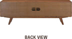 NTC Sapa Mid-Century Modern Solid Wood TV Stand 4-Door Media Console with Carved Geometric Fronts for TVs up to 75", Effortless Assembly, Dark Walnut