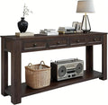 63" Solid Wood Console Table Sofa Table with Storage Drawers and Bottom Shelf,Farmhouse Entryway Table for Hallway Foyer,Sofa Couch Table,Fully Assembled (63" Espresso)
