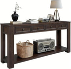 63" Solid Wood Console Table Sofa Table with Storage Drawers and Bottom Shelf,Farmhouse Entryway Table for Hallway Foyer,Sofa Couch Table,Fully Assembled (63" Espresso)