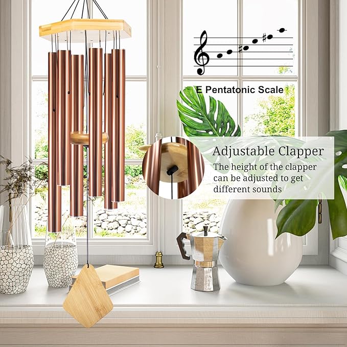 Wind Chimes Outdoor, Deep Tone Memorial Wind Chimes with Hook, Gifts for Mother's Day/Housewarming/Christmas, Patio, Garden, Yard, Home Decor, Copper