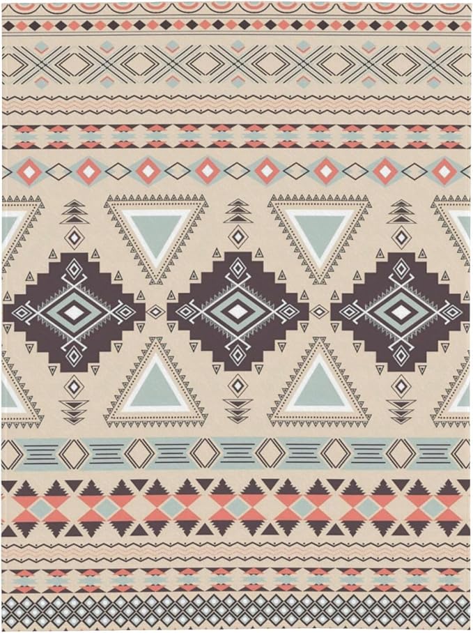 Boho Throw Blanket for Couch Bed Sofa Living Room, Western Flannel Fleece Blanket Soft Cozy Lightweight Breathable Fluffy Durable Gifts for Men Women 50 x 60 Inch