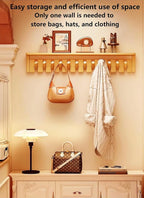 Wall Mounted Piano Key Hanger | Flip Style Hook | Entrance Wall Art Hook, Made of Oak Wood (3 Times Painted, 4 Times Polished) (Tray Walnut, 8Hooks)
