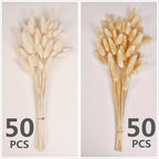 120 PCS Bunny Tails Dried Flowers, Dried Pampas Grass Bouquet, Boho Table Decor, White Pampas Grass Small, Dried Bunny Tails, Pampas Grass for Wedding, Home, Rustic Party, Baby Shower Decorations