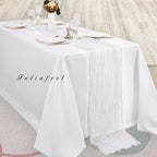 10FT 12 Pack White Cheesecloth Table Runner 20 x 120 Inch Long Rustic Gauze Cheese Cloth Table Runner for Wedding Bridal Baby Shower Table Decorations Boho Fabric Sheer Birthday Party Table Decor