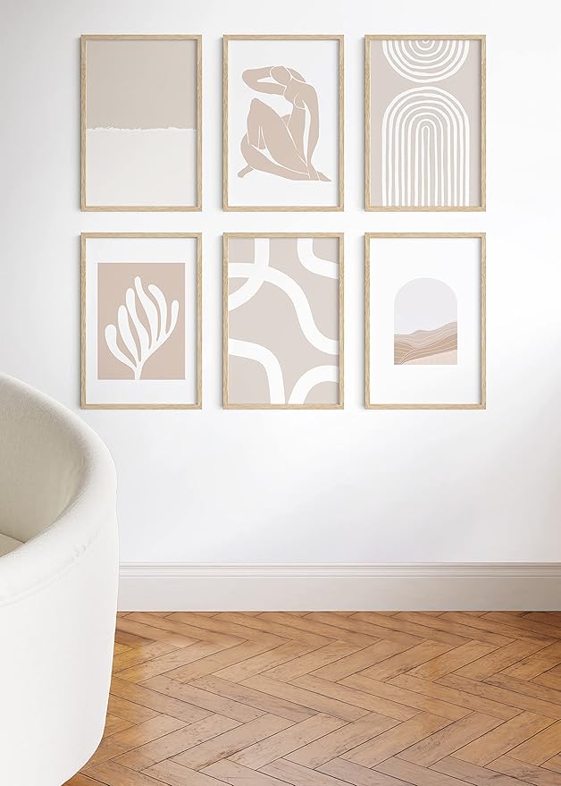 HAUS AND HUES 20x30 Picture Frames - Set of 6, Poster Frames, Gallery Wall Frame Set (Beige) - 20 x 30 Inches