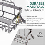 Veken 6-Pack Rustproof & Waterproof Shower Caddy, Adhesive Shelves Rack, Large Capacity Bathroom, College Dorm & Apartment Organizers, No-Drill Wall Mount Living Room & Bedroom Decor, Light Grey