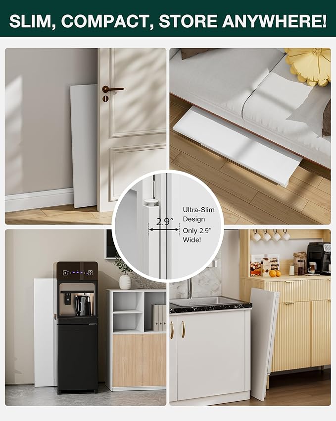 Frylr Small Folding Computer Desk – Portable 35.8 Inch Foldable Laptop Table, Collapsible and Compact for Easy Storage and Fast Setup, Lightweight for Small Spaces, Craft and Study Use, White