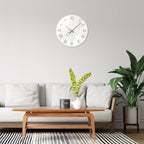 White Small Wall Clocks Battery Operated Marble Analog Clock for Bedroom 12 Inch Round Silent Wall Clock Modern