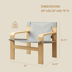 Mid-Century Accent Chair with Wide Armrest & Solid Wood Frame, Detachable and Washable Armchair, Modern Living Room Reading Chairs for Bedroom Sunroom Bedroom Balcony,White