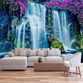FENDROM Waterfall Tapestry Purple Forest Wild Flowers Floral Mountain Jungle Plants Nature Landscape Wall Hanging Bedroom Living Room Hanging Decorative Blanket